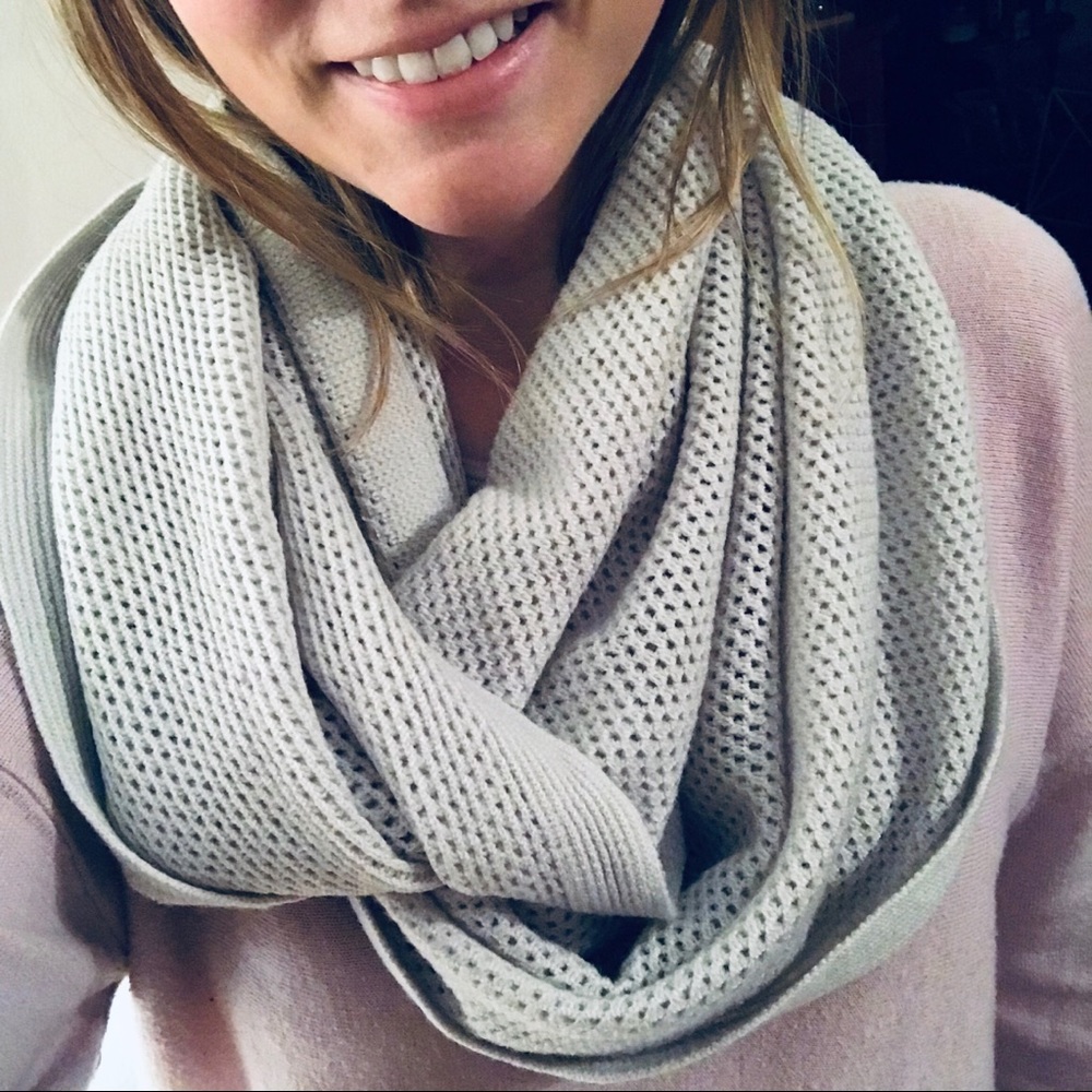 Light Gray Netted Weave Infinity Scarf - image 2